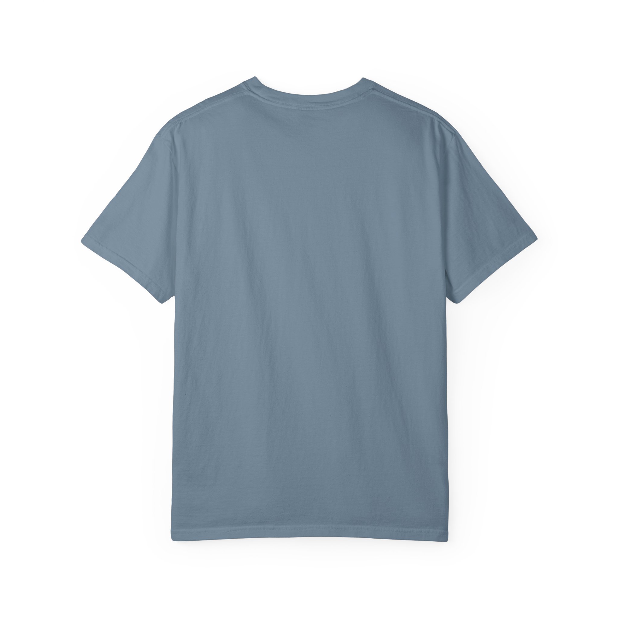 Plain back of the blue Goal Digger T-shirt.