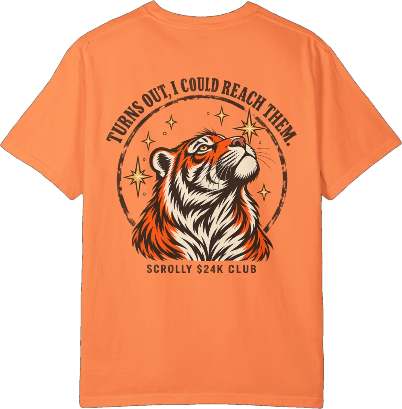 Back of the $24K Challenge stripe shirt: Turns out, I could reach them. Scrolly $24K Club.