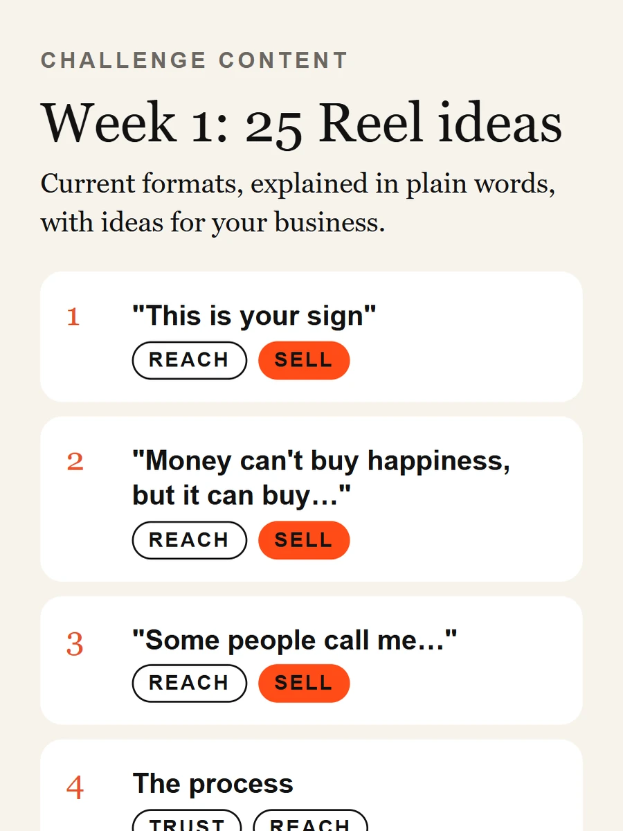 25 Reel ideas a week
